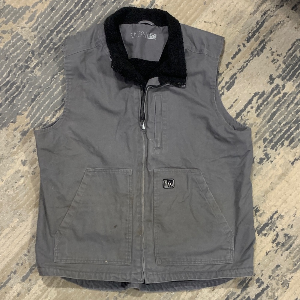 Fintech Cornerstone Men's Gray Vest with Black Sherpa Lining